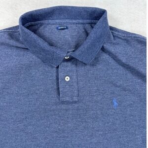 Polo Ralph Lauren Mens Classic Fit Cotton Mesh Polo Shirt Heather Navy Blue XL